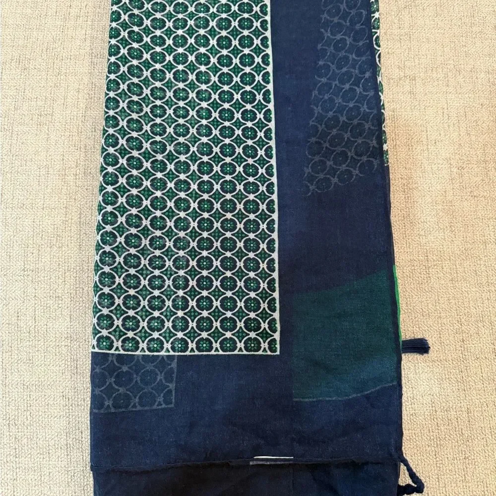 Large Green and Navy Women’s Scarf